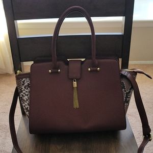 Maroon Snake Tassel Bag